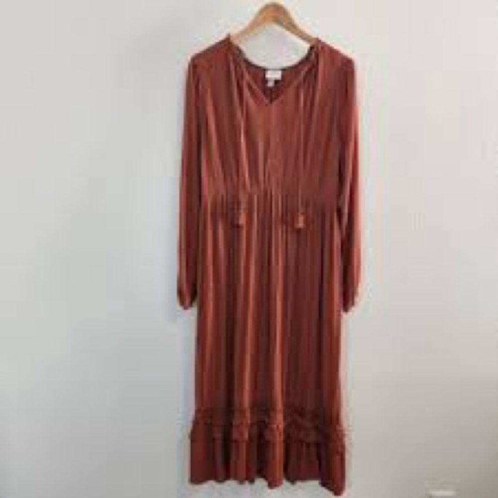 Knox rose boho praire midi dress rust color size large